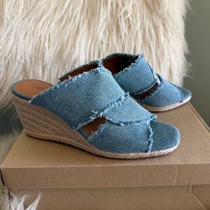 Lucky Brand Madgie Denim Espadrille Wedge Shoes Sandals NWT Size 9.5